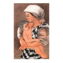 José T. Joya, Mother and Child, pastel on paper
