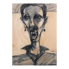 Untitled by Onib Olmedo, charcoal on paper, sold May 2025