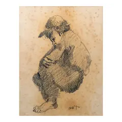 Untitled by Onib Olmedo, charcoal on paper, sold May 2025