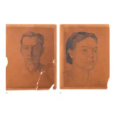 a.) Portrait of a Manb.) Portrait of a Lady by Carlos "Botong" V. Francisco, graphite on paper, sold May 2025