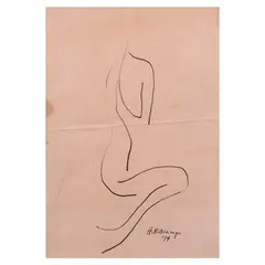 Nude by Hernando R. Ocampo, ink on paper, sold May 2025