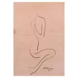 Hernando R. Ocampo, Nude, ink on paper