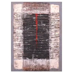 Pep Manalang, Red Line on Black, acrylic on wood