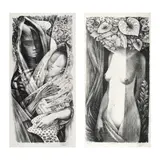 Fil Dela Cruz, a.) Dilim at Liwanagb.) Liwanag, b.) hand-signed and dated 2000 (lower right)<br /> lithograph 1/16<br /> 29 1/2" x 14 1/2" (75 cm x 37 cm)