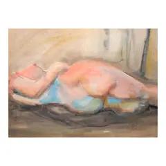 Solomon Saprid, Nude, watercolor on paper