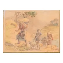 Fernando Amorsolo, Igorots of Mountain Province, pencil on paper