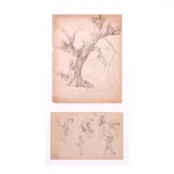 Dominador Castañeda, a.) Untitledb.) Untitled, b.) signed and dated 1955 (lower right)<br /> graphite on paper<br /> 6" x 9" (15 cm x 23 cm)