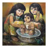 Salvador Cabrera, Naliligo si Baby, oil on canvas