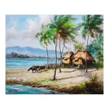 Oscar Navarro, Sa Dalampasigan, oil on canvas