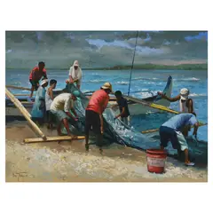 Jun Tiongco, Fish Harvest, oil on canvas