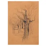 José T. Joya, New York, Park at Cloisters, pastel on paper