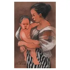 José T. Joya, Mother and Child, pastel on paper