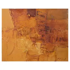 Abstract in Orange by Roger San Miguel, acrylic on canvas, sold Jan 2025