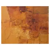 Abstract in Orange by Roger San Miguel, acrylic on canvas, sold Jan 2025