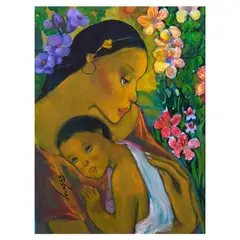 Lydia Velasco, Mother and Son, acrylic on canvas