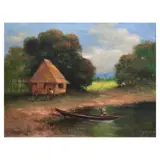 Mabini School, Barrio Scene, oil on canvas