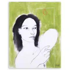 White by Marcel Antonio, conte crayon & charcoal on paper, sold Jan 2025