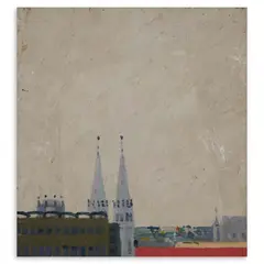 Rooftops by Ibarra dela Rosa, oil on canvas, sold Jan 2025