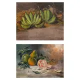 J.D. Castro, a.) Green Bananas (Bunqulan) Study - 78b.) Untitled, b.) signed and dated 1985 (lower right)<br /> oil on canvas<br /> 16" x 23" (41 cm x 58 cm)