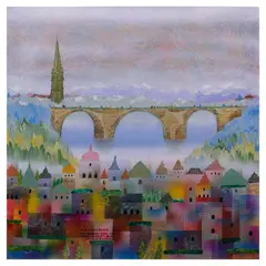 Manuel Baldemor, The Bridge Over the Aare River, acrylic on canvas