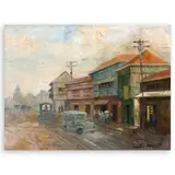Street Scene by Cesar Buenaventura, oil on canvas, sold Jan 2025