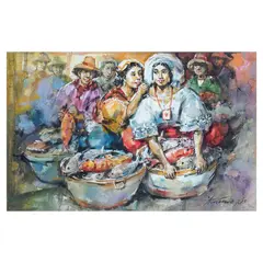 Angel Cacnio, Tindera Ng Mga Isda, watercolor on paper