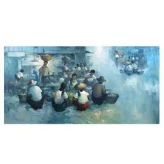 Market Scene by Cesar Buenaventura, oil on canvas, sold Jan 2025