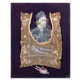 Joel Vega, Celestina, transferred photo collage on antique lace collar and embroidery