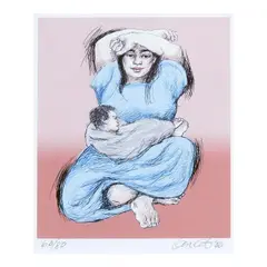 Mother and Child by Benedicto Cabrera, print 66/80, sold Oct 2024