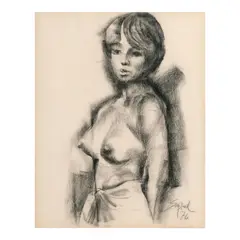 Solomon Saprid, Nude, charcoal on paper