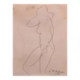Hernando R. Ocampo, Nude, Pen and ink on paper