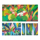a.) Leaves b.) Leaves c.) Birds of Paradise by Unidentified artist, b.) signed (lower right)<br /> acrylic on canvas<br /> 23 1/2" x 35 1/2" (60 cm x 90 cm)<br /><br />, sold Oct 2024