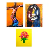 A Lot of Three Artworks by a.) Tristan D.R Tiamson<br, > b.) Don Barranco<br & > c.) Unidentified Artist, <br /> b.) dated 2002<br /> enamel on paper<br /> 16" x 12" (41 cm x 30 cm), sold Oct 2024