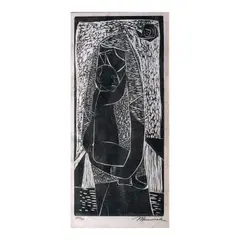 Untitled by Vicente Manansala, etching, sold Oct 2024
