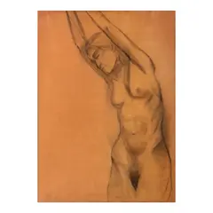 Nude by Vicente Manansala, charcoal on paper, sold Oct 2024