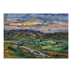 Landscape by Andres Cristobal Cruz, oil on canvas, sold Oct 2024