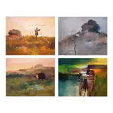Edgar Doctor, a.) Scarecrowb.) Untitledc.) Oraciond.) Abstract, b.) signed and dated 1972 (right)<br /> oil on canvas<br /> 14” x 18” (36 cm x 46 cm)<br /><br />
