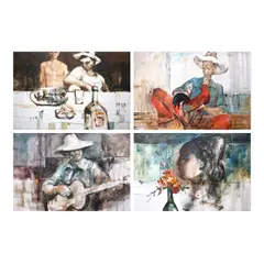 Edgar Doctor, a.) Inumanb.) Sabungeroc.) Serenade d.) Girl with Vase, b.) signed and dated 1974 (lower left)<br /> oil on canvas<br /> 24” x 36” (61 cm x 91 cm)<br /><br />