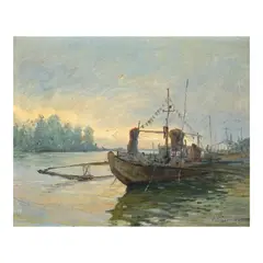 Romulo Galicano, River scene (San Pascual, Hagonoy, Bulacan), oil on canvas
