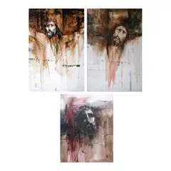 a.) Kristo b.) Abstract Kristoc.) Untitled by Edgar Doctor, b.) signed and dated 1973 (left)<br /> oil on canvas<br /> 36” x 24” (91 cm x 61 cm)<br /><br />, sold Oct 2024