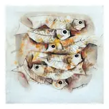 Paco Gorospe, Fishes, oil on canvas