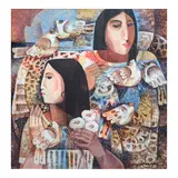 Paco Gorospe, Ladies with Birds, oil on canvas