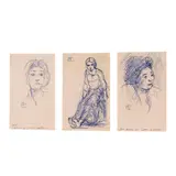 Abe Aguilar Cruz, a-c.) Portrait, b.) signed (upper left)<br /> pen and ink on paper<br /> 6 1/2" x 4" (17 cm x 10 cm)<br /><br />