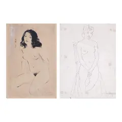 Gig de Pio, a.) Nude b.) Nude, b.) signed and dated 1979 (lower right)<br /> pen and ink on paper<br /> 12" x 9" (30 cm x 23 cm)<br />