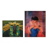 Gapas, a.) Ati-Atihan b.) Mother and Child, b.) signed and dated 1998 (lower right)<br /> oil on canvas<br /> 30" x 24" (76 cm x 61 cm)
