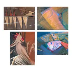 Gapas, a.) Untitled b.) Untitled c.) Cock d.) Three Fish, c.) signed (left) dated 1982 (verso)<br /> pastel on paper<br /> 10 1/2" x 8" (27 cm x 20 cm)<br /><br />