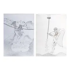 David Medalla, a.) Untitled b.) Untitled, b.) signed and dated 1985 (bottom)<br /> pen on paper<br /> 29 1/4" x 21 1/4" (74 cm x 54 cm)<br /><br />