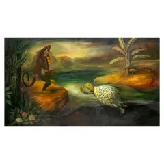 Froilan Calayag, The Monkey and the Tortoise, oil on canvas