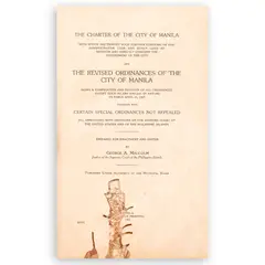 George Arthur Malcolm, The Charter of the City of Manila and The Revised Ordinances of the City of Manila