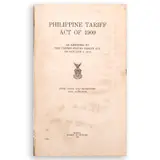 Manila: Bureau of Printing, 185 pages by Philippine Tariiff Act of 1909, sold Oct 2024